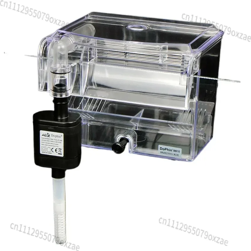 Aquarium Pump - 220V対応の水槽用吊り下げ式繁殖用隔離箱。内蔵ポンプ付き。アクリル製で、グッピーの繁殖に適した魚の孵化・隔離用容器。