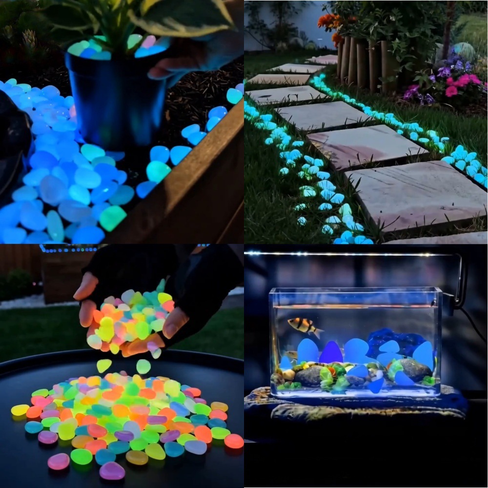 カラフルな暗闇で光る発光石、庭石、屋外庭園通路、水槽、鉢植え - Aquarium Light のレビューと価格