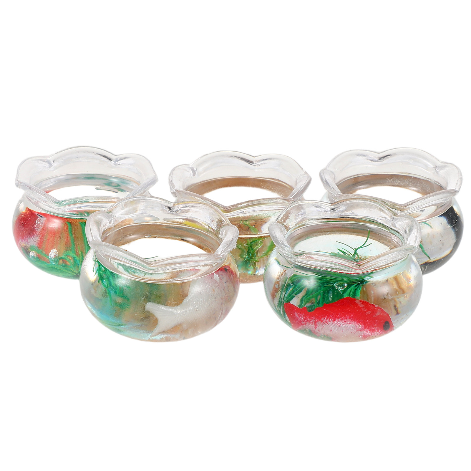 5個入り ミニ魚水槽 リアルな鯉池風 水生植物の模造品 小さ - Aquarium Plants のレビューと価格