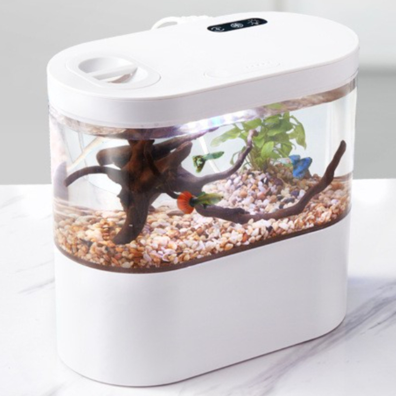 創造的なミニデスクトップ水槽、生化学ろ過システムとLEDライ - Betta Fish Tank のレビューと価格