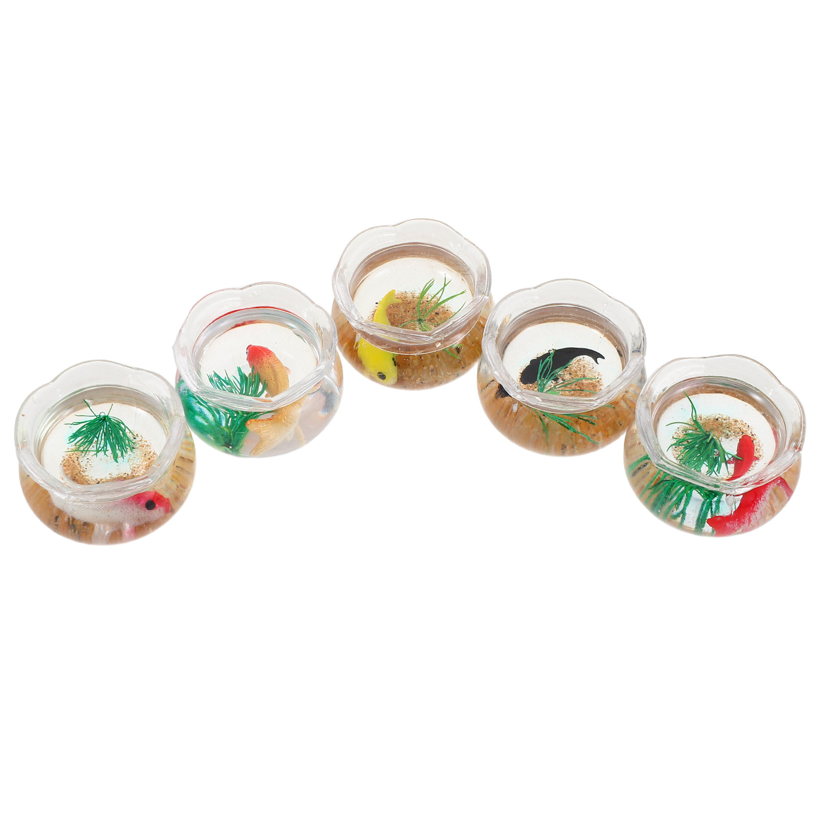 5個入り ミニチュア魚鉢、リアルな鯉の水槽、小さな丸型、人工 - Aquarium Plants のレビューと価格